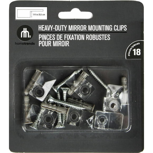 Hometrends Heavy Duty Mirror Mounting Clips, Clear Plastic Clips with Screws