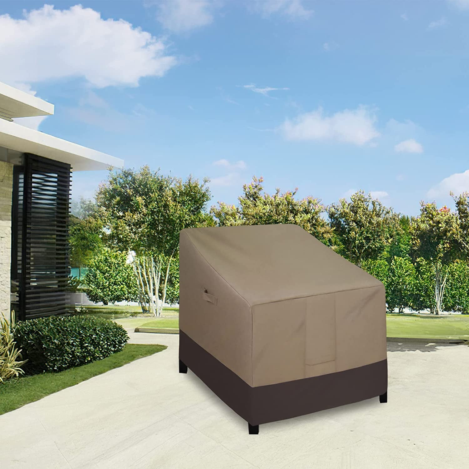 General Outdoor Chair Cover Waterproof, Heavy Duty Patio Chair Cover, Windproof Outdoor Furniture Cover with Air Vent (2 Pack-32Wx37Dx31H inch, Camel/Dark Brown)