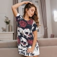 thumbnail image 3 of Disketp Gothic Skulls And Roses para Camisón Corto de Manga Corta para Mujeres, Camisón Cómodo con Escote Redondo, Bonito y Confortable, 3 of 6