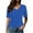 Blue, variant on MIXUE Womens Summer Tops Summer Solid Color Letter Loose Short Sleeve V Neck Pullover Tee Shirts Outwear,Red,XXL