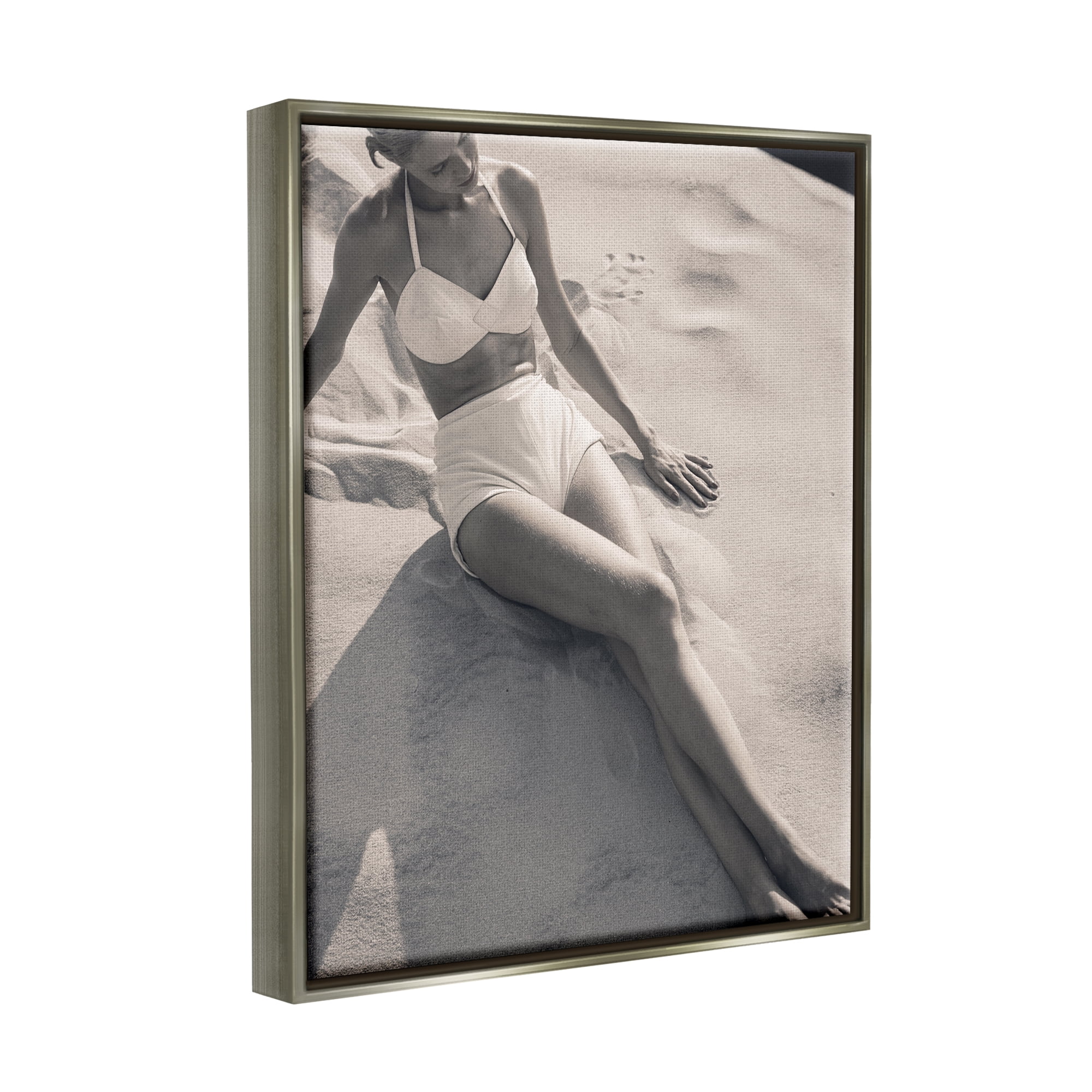 Stupell Industries Beach Fashion Photography Nature Photography Gray Floater Framed Canvas Art Print Wall Art, 17 x 21