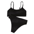 thumbnail image 2 of Traje de baño para mujer Bikini de empalme Traje de de talle alto Ropa Negro, 2 of 8