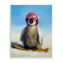 Stupell Industries Snowy Penguin Chick Snowboarding Sports Red Goggles Wood Wall Art, 13 x 19, Design by Lucia Heffernan