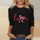 thumbnail image 2 of RKSTN Valentines Gift 3/4 Length Sleeve Womens Tops Oversized Crewneck Valentine Day Loves Heart Graphic Print Short Sleeve T Shirt Womens Casual Plus Size Round Neck Three Quarter Sleeve Tee Shirt, 2 of 6