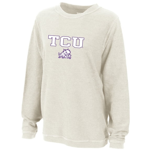 Women's Boxercraft Natural TCU Horned Frogs Rally Corduroy Pullover Sweatshirt