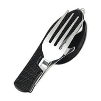 quenelle spoon 4 in 1 Folding Camping Utensils Stainless Spoon Fork Combo Set Portable Multifunctional Lightweight Outdoor Tableware for Travel Backpacking Picnic