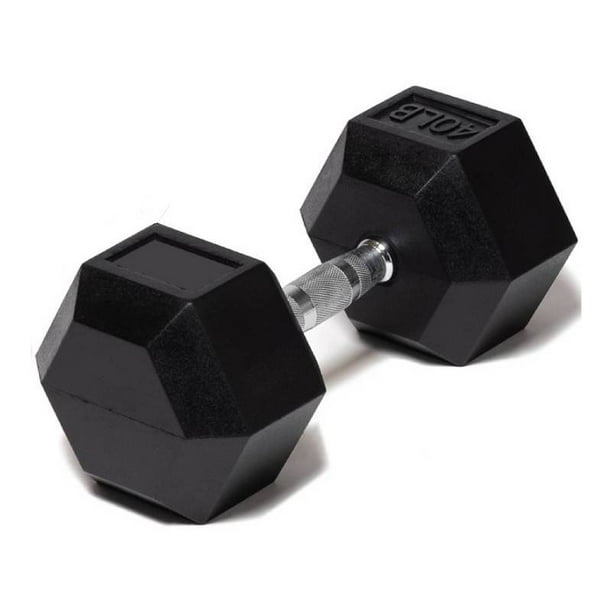 Mancuerna Hexagonal 40 Lb con Revestimiento en Goma MDFitness Pesa, Dumbbell MDFitness Hexagonal Recubierta
