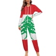 thumbnail image 4 of Lebanese Flag of Lebanon Unisex Adult Onesie Pajamas with Pockets for Women Men Hooded Loungewear, 4 of 8