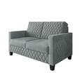 thumbnail image 2 of Castle Place Modern Luxe Velevet Diamond Tufted Upholstered Loveseat, Light Blue, 2 of 8