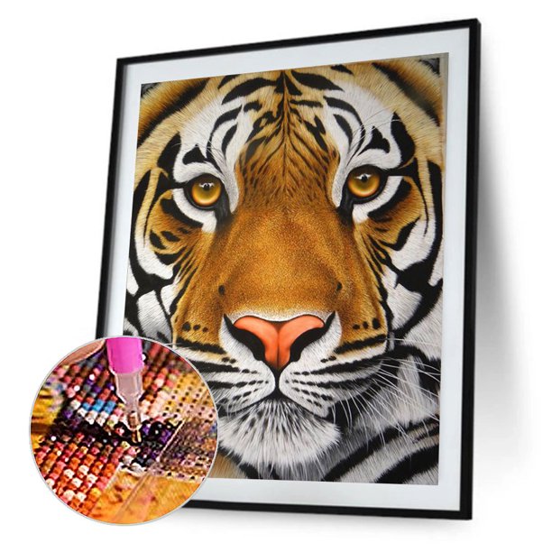 Cuadros Decorativos Kit de pintura de diamantes 5D mosaico de diamantes redondos completos de tigre DIY Tmvgtek embutido en tela