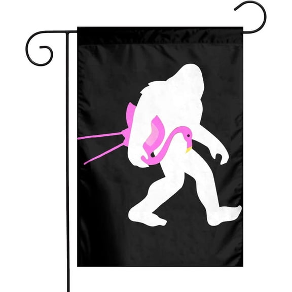 12 x 18 Inch Garden Flag with Bigfoot and Flamingo Design Double Sided Holiday Winter Yard Decoration Outdoor Flag Decor