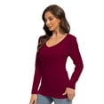thumbnail image 2 of Long Sleeve Shirts for Women Sexy V Neck Tops Fitted Tight T Shirts Basic Tee, 2 of 6