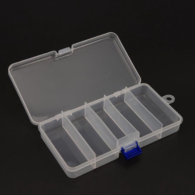 Fiudx Caja de Aparejos de Pesca, Organizador de 5 Compartimentos, Compartimentos Extraíbles, Ideal para Pesca con Mosca En Agua Dulce y Salada, Almacenamiento Multifuncional, Plástico Duradero, Tamañ