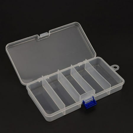 TIHLMK Sales Clearance 5 Compartments Plastic Storage Container Case Fishing Bait Fish Tackle Box