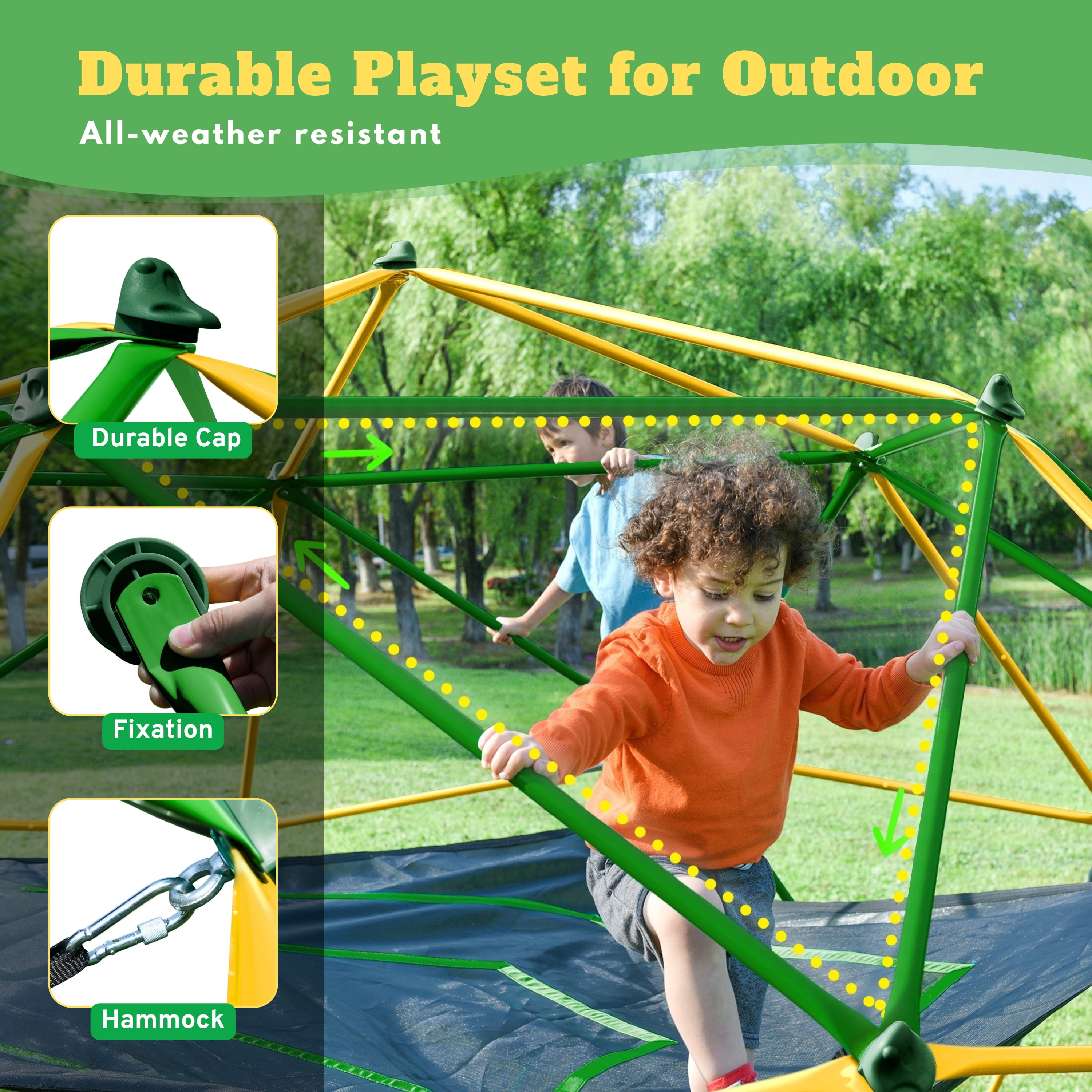 EUROCO 13FT Climbing Dome, Kids Jungle Gym Dome Climber, Outdoor Playground Climber Toddler Playset