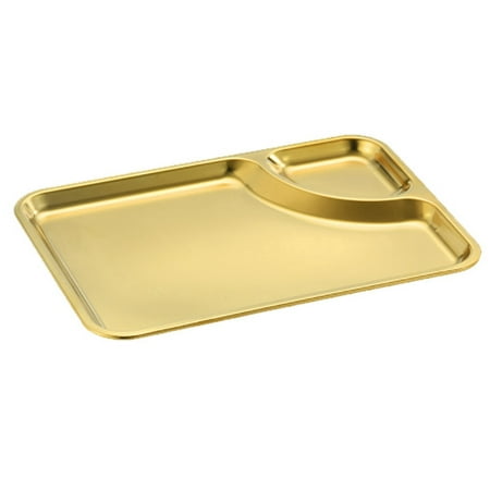 

Stainless Steel Rectangular Tray Restaurant Flat Bottom Plate(Gold)