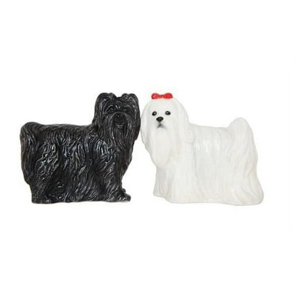 Adorable Black and White Maltese Dogs Attractives Magnetic Salt Pepper Shakers
