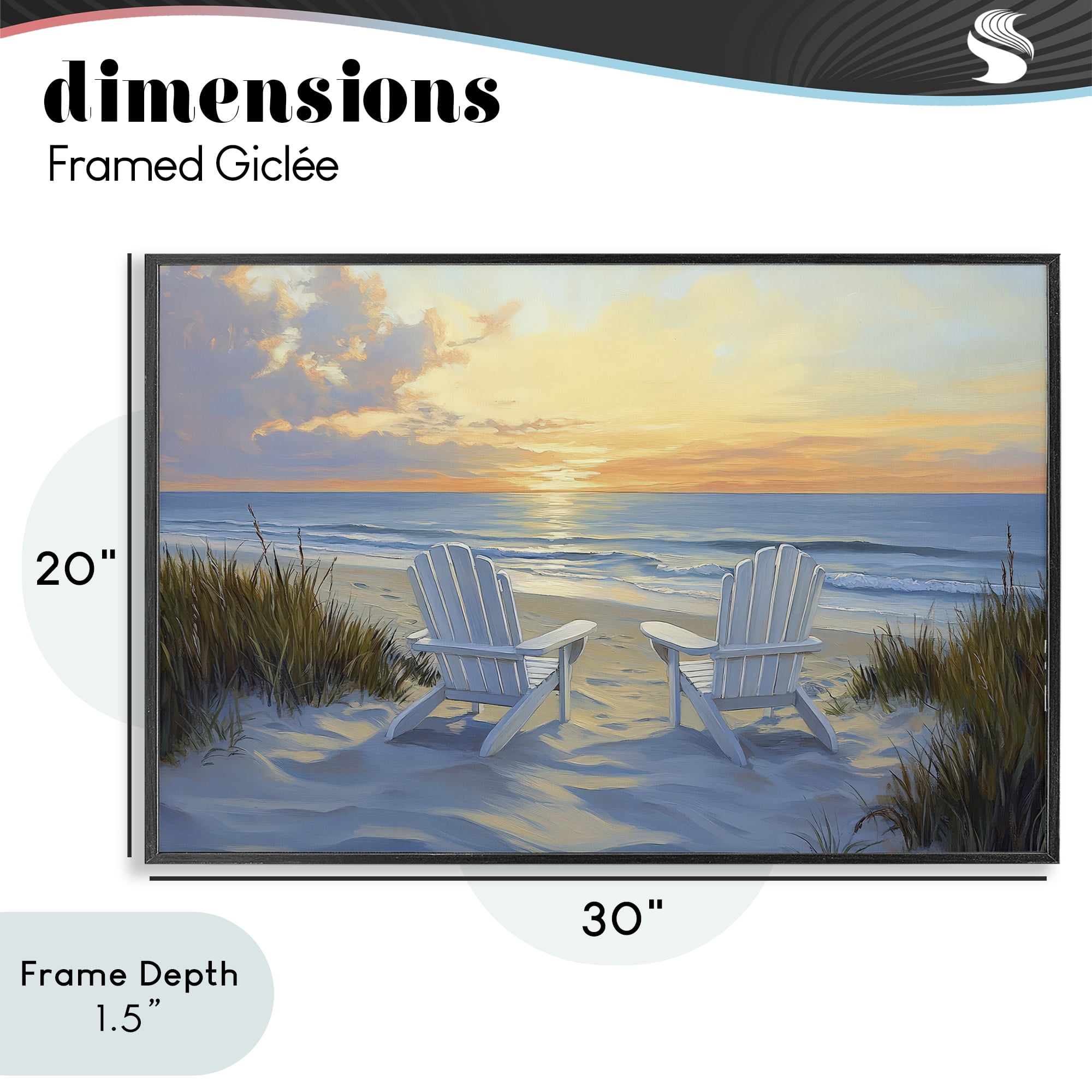 Stupell Industries Calm Beach Sunset Overlook Black Framed Giclee Art, design by Petal Prints Design