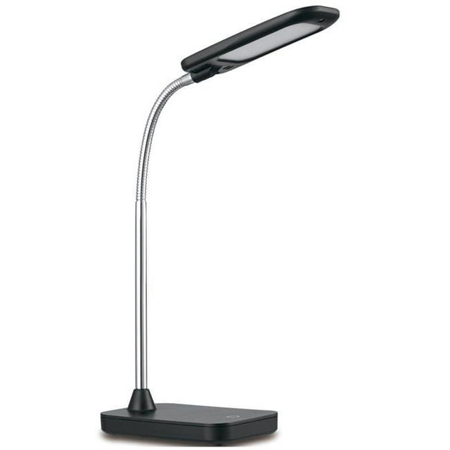 Lampe de Bureau Intégrée avec Col de Cygne Chromé - Noir