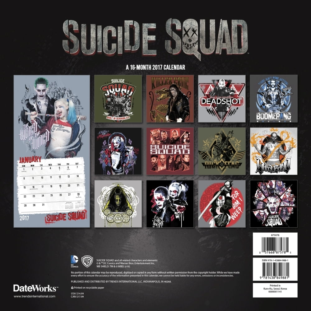 Suicide Squad 17 12 X12 Wall Calendar Walmart Com
