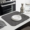 thumbnail image 3 of Gray and Black Checkerboard Pattern Dish Drying Mat for Kitchen 1 Pack, Ultra Absorbent Microfiber Dishes Drainer Mats,16"x18", 3 of 6