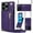Purple, variant on Dteck for iPhone 16 Case, Shockproof Magnetic Protective Zipper Pocket Purse Handbag Shoulder Strap Stylish Protective Cover, Black