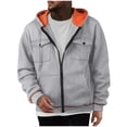 thumbnail image 2 of Visit the JURANMO Store Zip Up Hoodie for Men Drawstring Long Sleeve Athletic Hooded Sweatshirt Regular Fit Casual Fall Jackets with Chest Pockets Gray S, 2 of 9