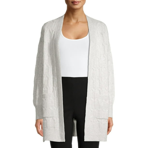 Time and Tru Women's Cable Stitch Two Pocket Cardigan - Walmart.com