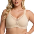 thumbnail image 4 of Jelly Bras for Women Supportive Bras Balconette Bra Posture Bras Plus Size Bras Push Up Bra Sleep Bra Comfortable Bras T Shirt Bra Mesh V‑Neck Sheer Mesh Top Bra Adjustable Thin Straps Beige, 4 of 9