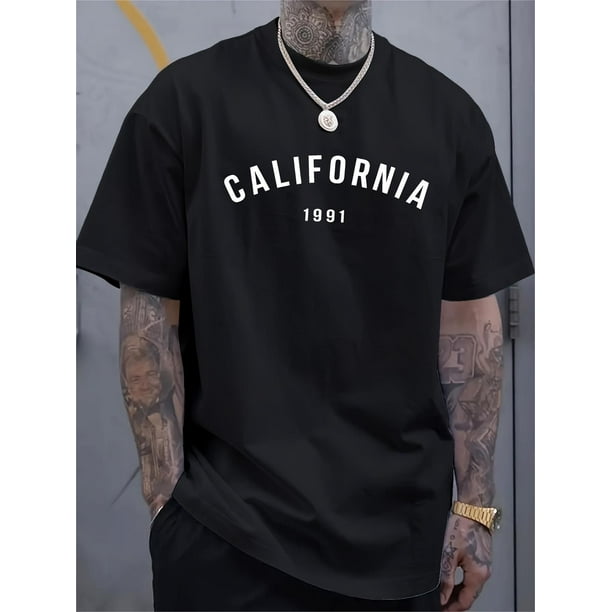 Camiseta de hombre con estampado de moda de 1991, cómoda y suave, con hombros al descubierto, ideal para el tiempo libre.