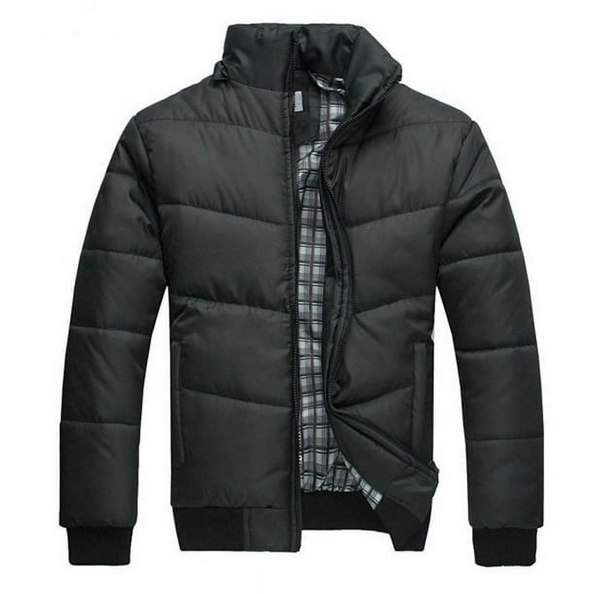 Mens Coats Winter - Black Puffer Men Jacket Warm Overcoat Outwear Padded Hooded Down Parkas L
