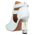 thumbnail image 4 of XYD Women Fashion Peep Toe Ankle Booties Crystal Block Heels Double Buckle Strap Cut-out Pumps Chic Dressy Shoes Size 5 White, 4 of 4
