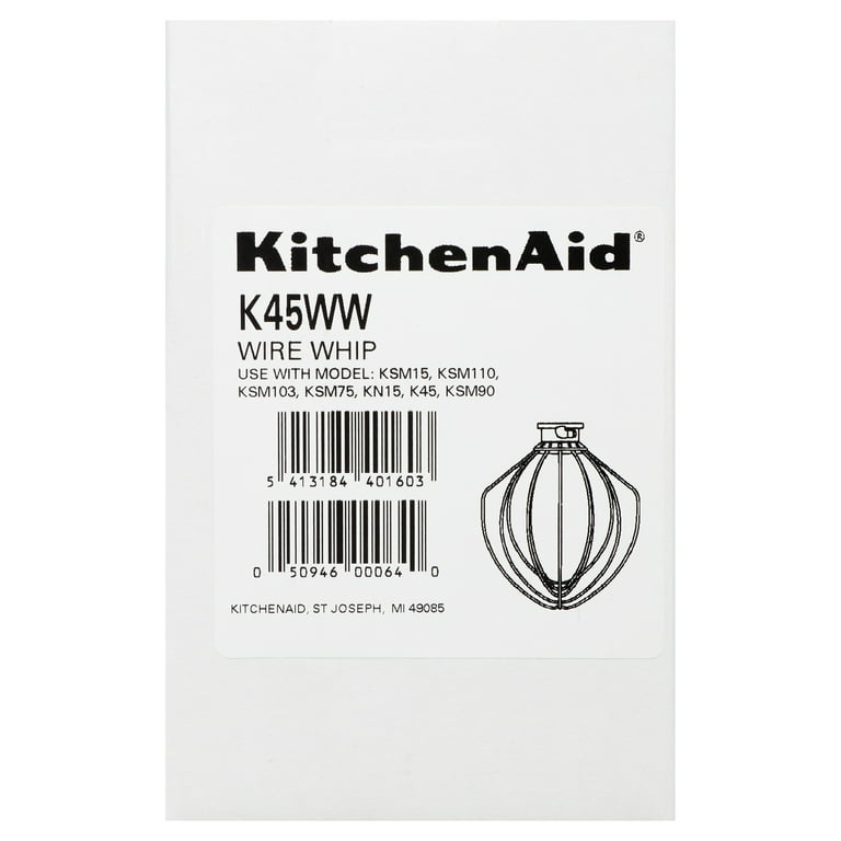 Lawenme K45ww Stainless Steel Whisk Attachment for KitchenAid 4.5-5 Quart Tilt-Head Stand Mixer, 6-Wire Whip with Shield, Mixer Attachment Wire