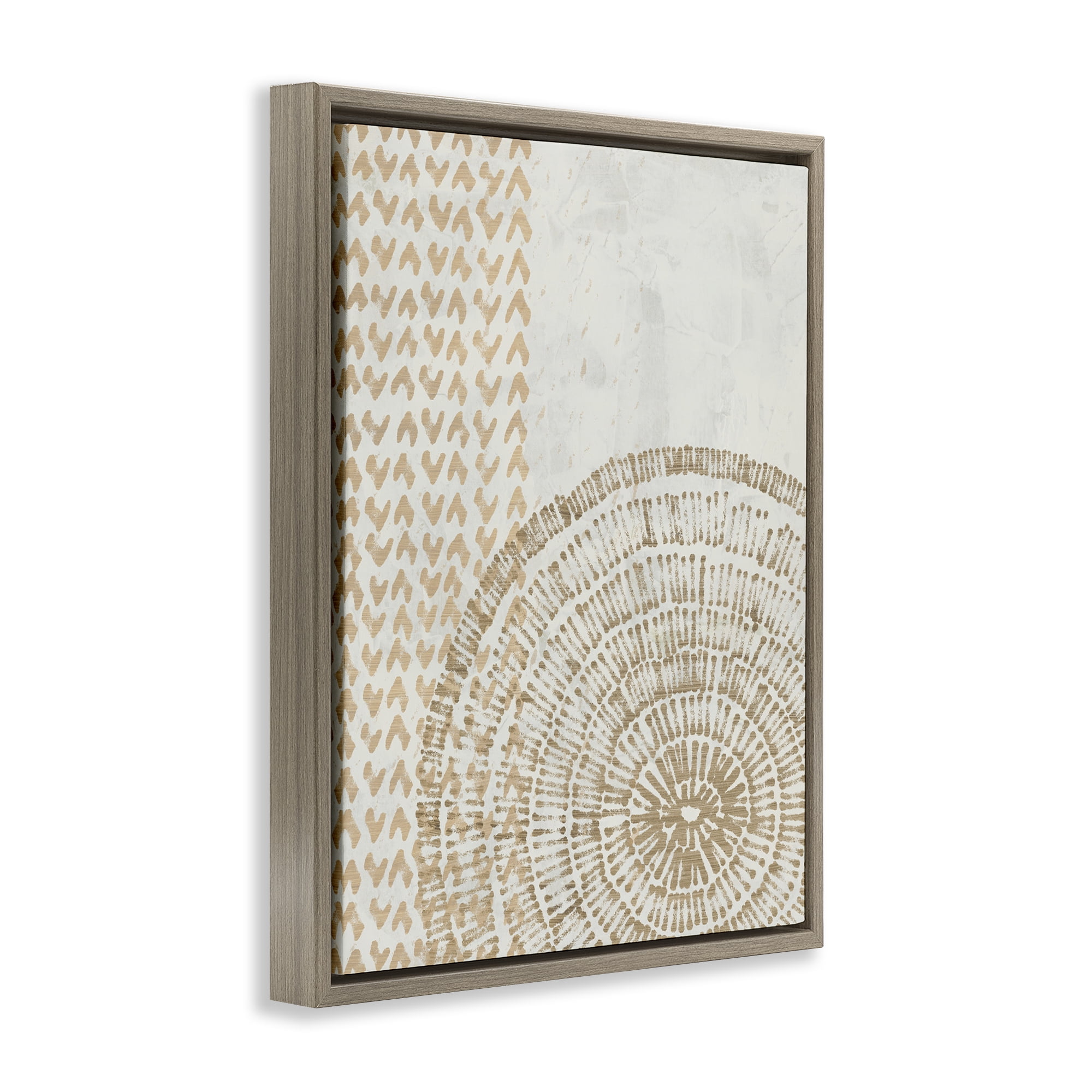 Stupell Industries Boho Fractal Patterns Abstract Painting Brown Floater Framed Canvas Art Print Wall Art, 17 x 21