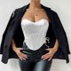 thumbnail image 2 of Womens Strapless Camisole Crop Top Off Shoulder Fish Boned Hem Crisscross Lace-Up Bandage Push Up Slim Fit Corset Vest White, 2 of 4
