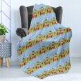 thumbnail image 4 of Venus Flytrap Soft Flannel Fleece Throw Blanket, Endemic Flower Type and Flies, Cozy Plush for Indoor and Outdoor Use, 60" x 80", Baby Blue Multicolor, by Ambesonne, 4 of 5