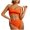 Orange, variant on WREESH Womens Two Piece Swimsuit High Waisted Bikini Solid Color High Waisted Small Stripe Bikini Foreign Trade Swimsuit Beach Bathing Suit Orange