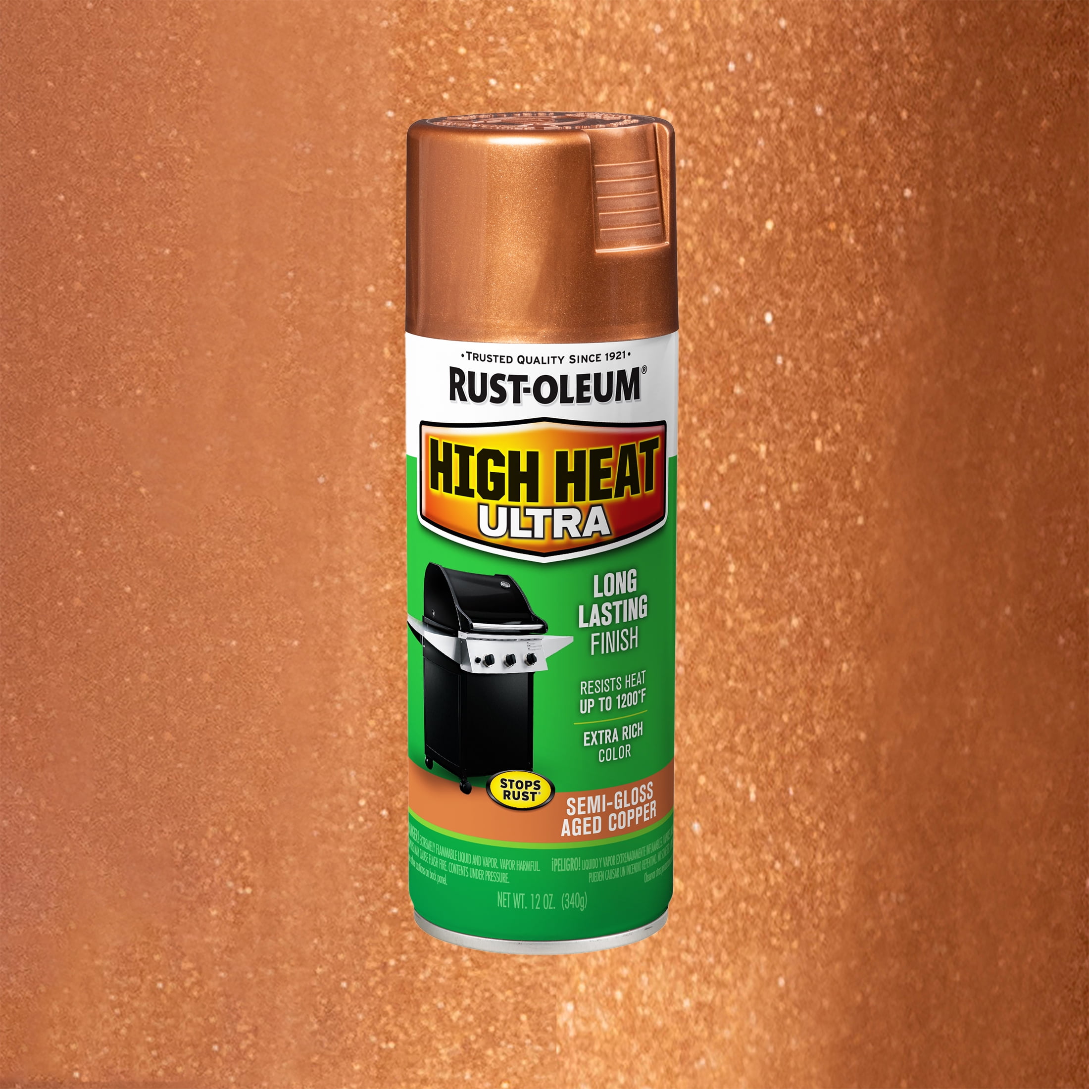 (6 pack) Aged Copper, Rust-Oleum Ultra High Heat Semi-Gloss Spray Paint-241232, 12 oz