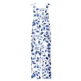 thumbnail image 6 of QATAINLAV Ladies Summer Jumpsuits Baggy Wide Leg Floral Printed Bib Overalls Linen Sleeveless Spaghetti Strap Rompers Multicolor L, 6 of 6