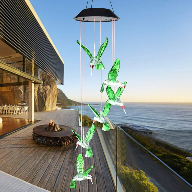 Solar Hummingbird Wind Chimes Light, Mobile Hanging Wind Chime