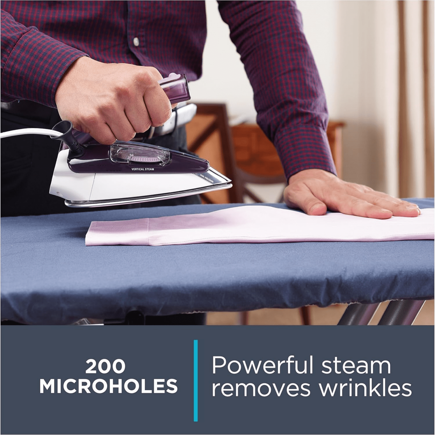 Travel Iron, Stainless Steel Soleplate Hand Held Steamer Iron for Clothes, 200 Microsteam Holes, 1000 Watts Ironing, Fabric Steamer, Dual Voltage, Mini Iron, Purple, DA1560