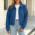 thumbnail image 6 of XRoczxe Women's collared zip-up short jacket, long-sleeved loose-fitting casual sweatshirt style, simple and sophisticated autumn and winter outfit | Multiple colors available, 6 of 8