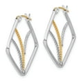 thumbnail image 2 of Sterling Silver w/14k Gold-plated Polished Twisted Squares Hoop Earrings, 2 of 3