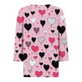 thumbnail image 6 of Valentines Shirts for Women Holiday 3/4 Sleeve Tunic Tops Cute Love Hearts Graphic T-Shirts Loose Button V Neck Pullover Casual Three Quarter Length Blouses Watermelon Red L, 6 of 6