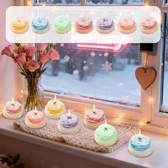 Msgweeeg Scented Candle Valentines Decorations Rose Scented Candle February 14 Festive Gift Birthday Aromatic Gift Romantic Ambiance Enhancer