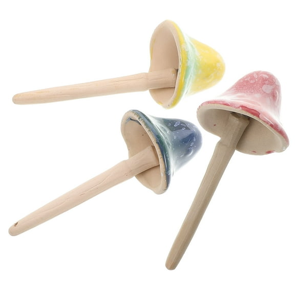 FRCOLOR Ceramic Mushroom Figurine Decorative Stakes for Garden Pots and Fairy Gardens 3 Pieces Assorted