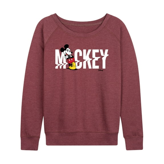 Disney - Mickey & Friends - Mickey Name Glitch - Women's Lightweight French Terry Long Sleeve Shirt