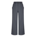 thumbnail image 2 of Cutuoiiu Women's Solid Color High Waist Loose Wide Leg Pants with Pockets Straight Leg Casual Breathable for Travel Daily Wear Gifts, 2 of 5