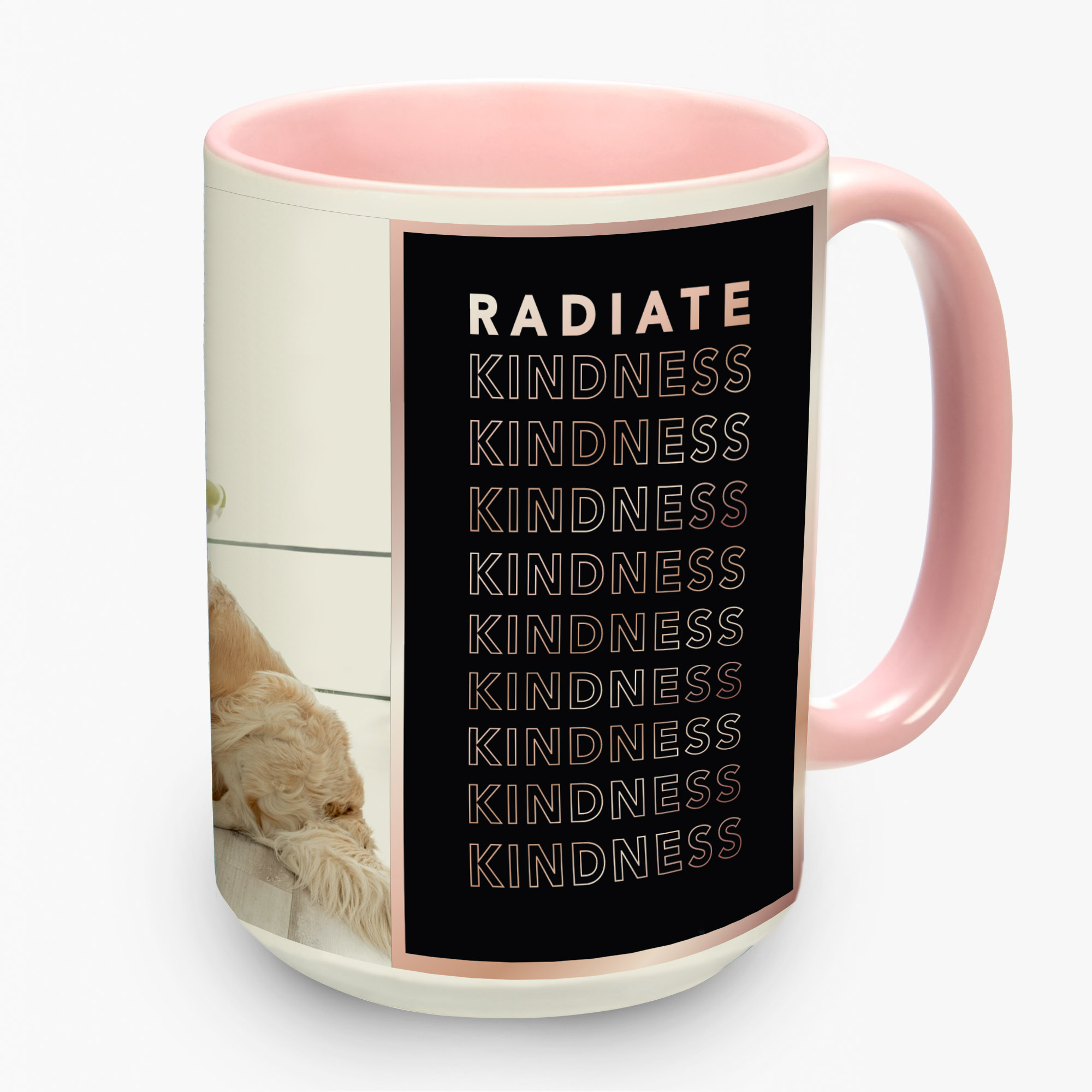 Personalized Photo 15 oz Pink Barbie Mug, Radiate Kindness,