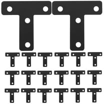 OUNONA 20pcs Heavy Duty Stainless Steel T-Shape Corner Brackets with Screws, Black Flat Corner Braces for Wood Furniture, Shelves, Cabinets